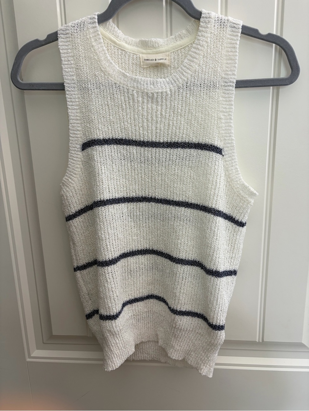 Thread & Supply Cream Open-Knit Women's Sleevless Crewneck Top Size M
